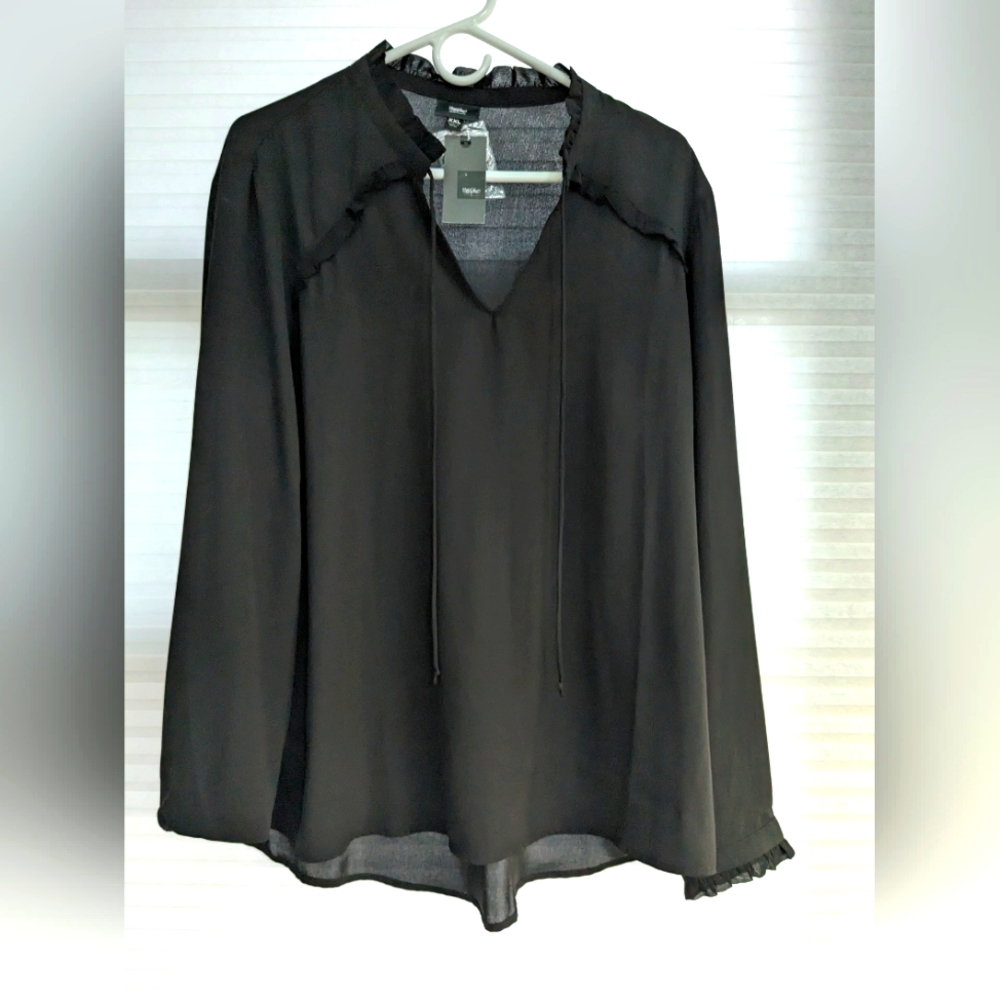 NWT Mossimo Tie Front Blouse Black Size XXL